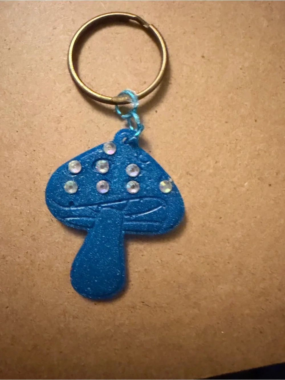 Blue Mushroom Keychain for Kids - Sparkle Charm